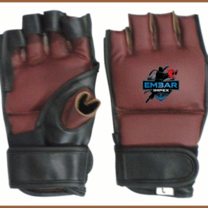 EMBAR IMPEX Brown & Black MMA Fingerless Gloves with Wrist Support
