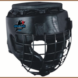 EMBAR IMPEX Black Protective Headgear with Metal Face Cage for Boxing & Martial Arts