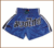 EMBAR Blue Muay Thai Shorts with Bold Thai Script